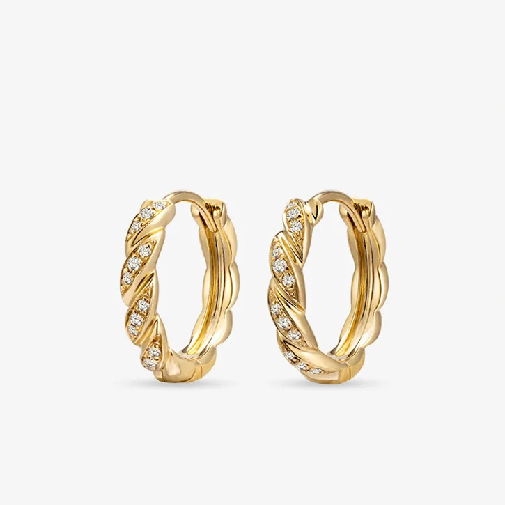 

925 Real Money 14K Gold Twisted Rope Hoop Earrings For Women Sterling Silver Luxury Jewelry Wholesale