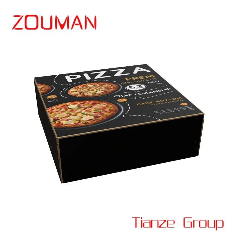 Caja de cartón de embalaje de Pizza corrugada blanca con impresión de logotipo personalizado, venta al por mayor