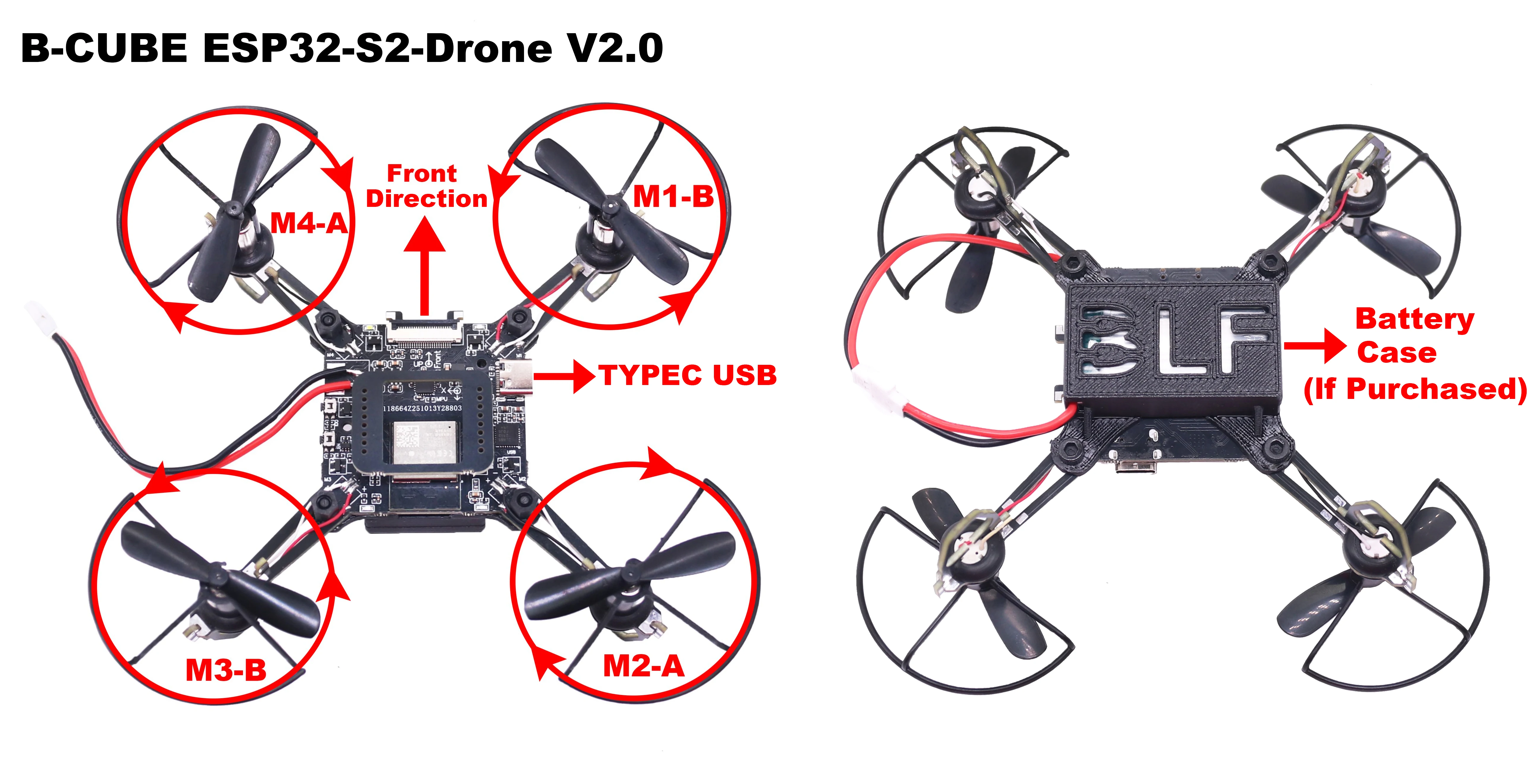 โดรนสี่ใบพัด ESP32S2 ESP32ควบคุมการบินแบบโอเพนซอร์ส ESP-Drone โดรนรุ่นควบคุมด้วย WiFi