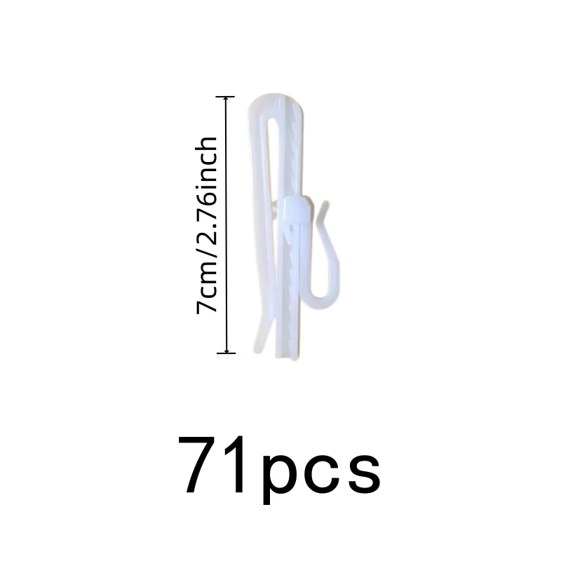 71 pcs 7cm Adjustable Curtain Hooks, Living Room Curtains, Adjustable Height Design, Strong Load Support