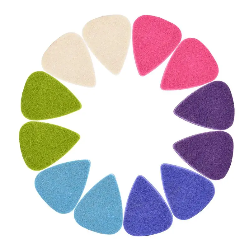 HOT SALE 12 Pieces Colorful Soft Felt Plectrum Mediator Felt Ukulele Picks Plectrums Economy 3Mm Thickness