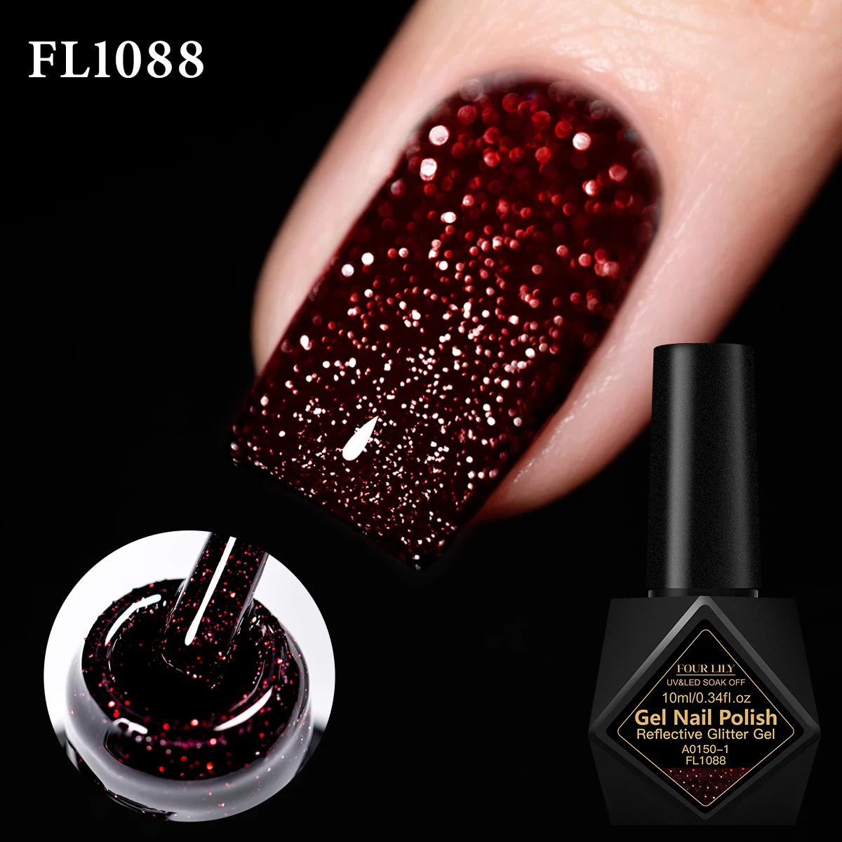 10ml Reflective Glitter Gel Nail Polish Sparkling Diamond Flash Soak Off UV LED Gel Varnish Dark Color Semi Permanent Nail Art