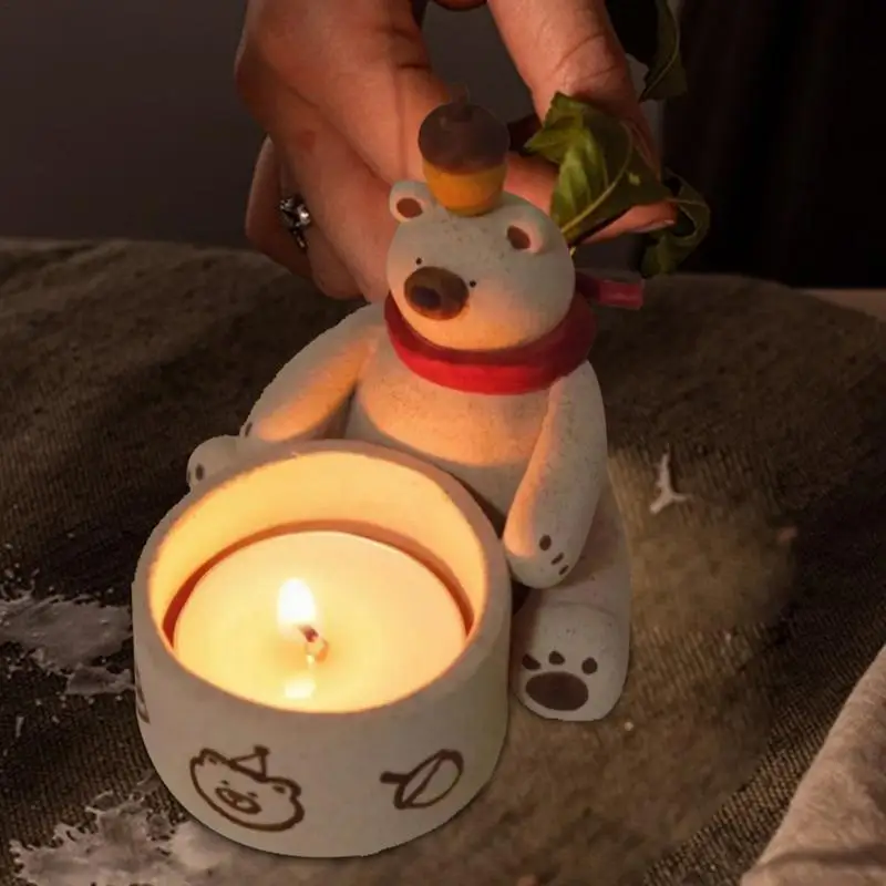 cute chestnut bear Candle holders  candle holders handmade high temperature resistant candle holders home bedroom decoration