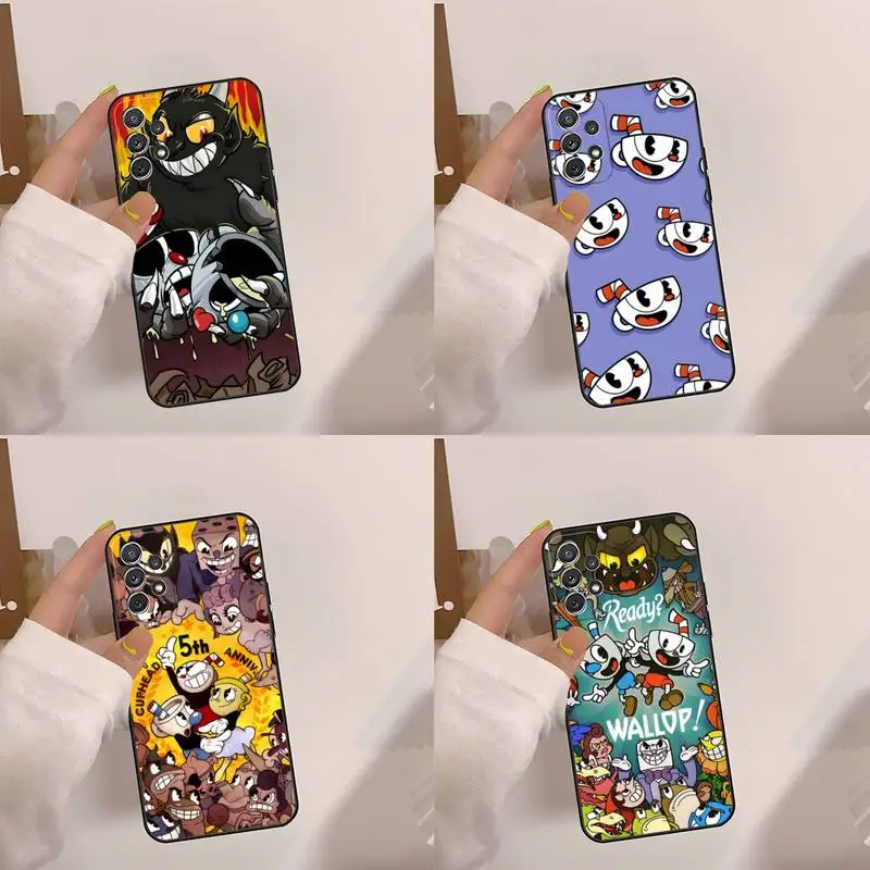 

Cuphead Black Phone Case For Samsung A 20 22 33 21S 01 02 6 7 8 9 2018 10 11 12 S E STAR CORE 4G Funda Shell Cover