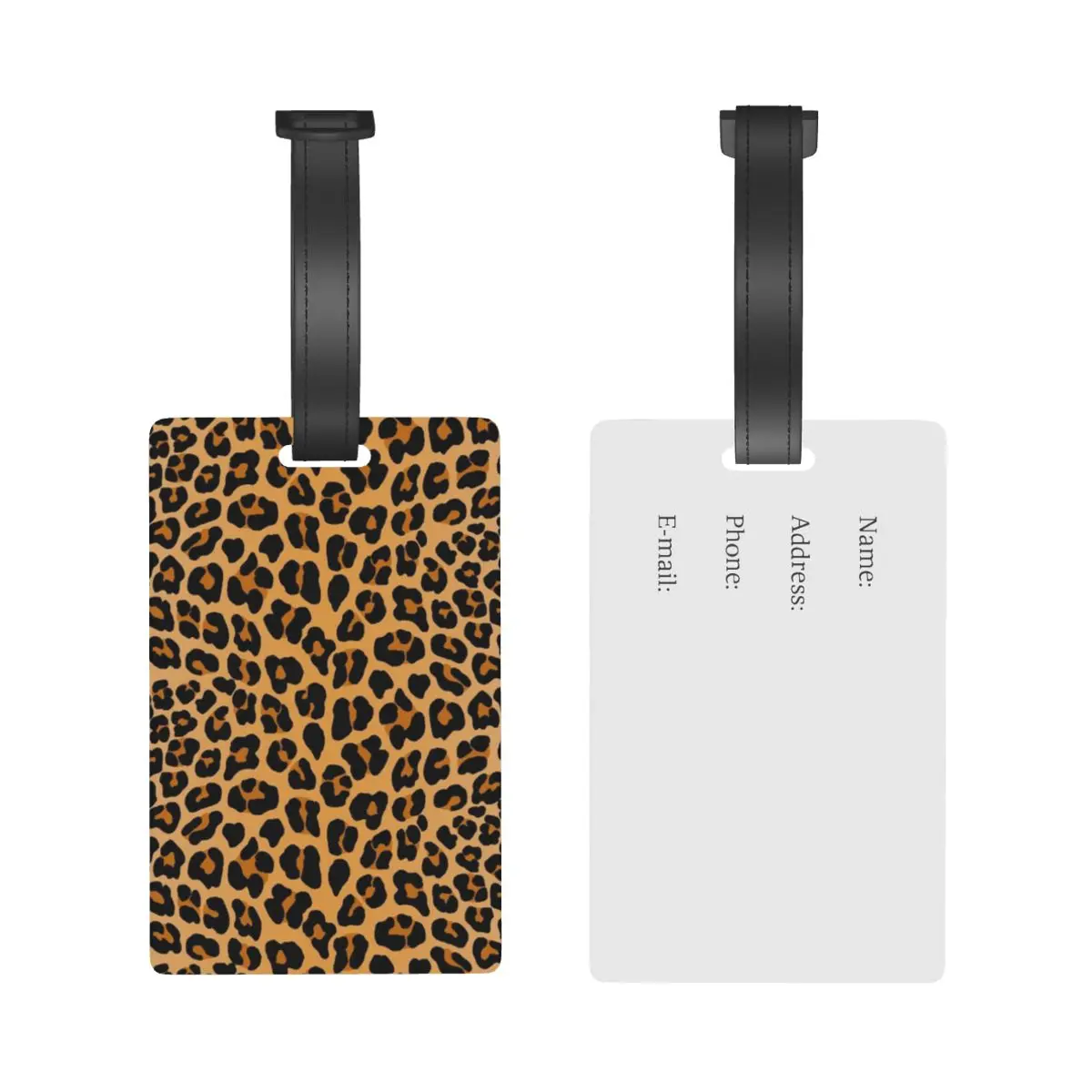 Leopard Print Luggage Tags Suitcase Accessories Travel PVC Fashion Baggage Boarding Tag Portable Label Holder ID Name Address