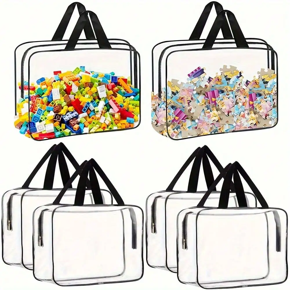 8large toy storage bags multi-purpose zipper transparent PVC waterproof suitcase, suitable for building blocks