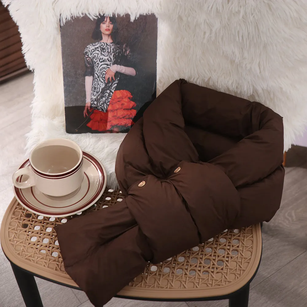 

Сплошной цвет, шарф с хлопковой подкладкой, сохраняющий тепло, ветрозащитный пуховый шарф, аксессуары для одежды, шаль с перекрестными перьями, осень/зима