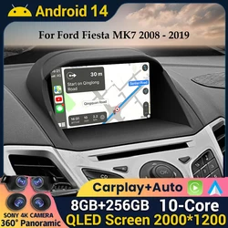 Android 14 Wireless Carplay&Auto Car Radio For Ford Fiesta 2009 - 2018 Navigation GPS DSP Carplay Multimedia Video Player Stereo