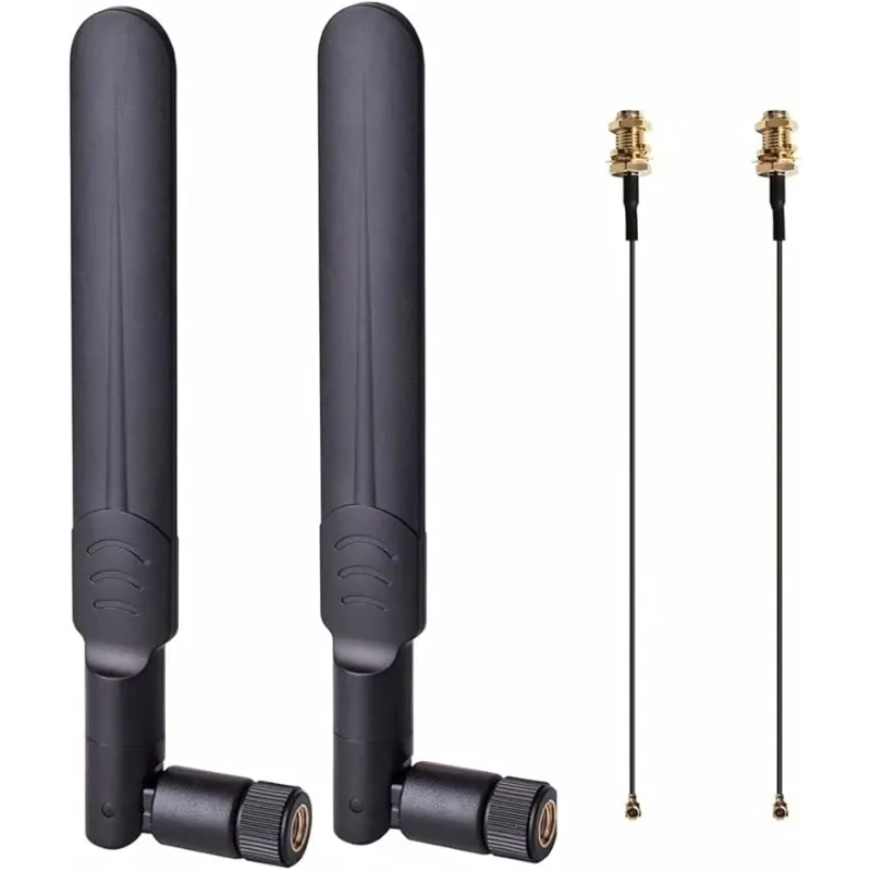 

2 x 8dBi WiFi Antenna 2.4GHz 5.8GHz Dual Band RP-SMA Male +2 x 15CM IPEX1 to RP-SMA Female Pigtail Cable for Wireless Router