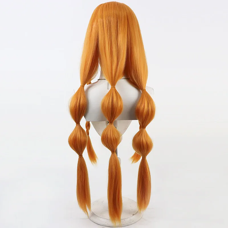 Peluca de Cosplay Wuthering Waves Sigrika, coletas trenzadas largas naranjas, pelo sintético resistente al calor, fiesta de Halloween para mujeres y niñas