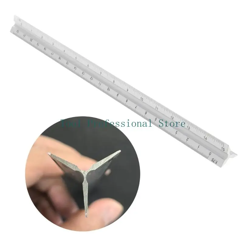 57QF 30cm Aluminium Metal for Triangle Scale Architect Engineer Technical Ruler 12