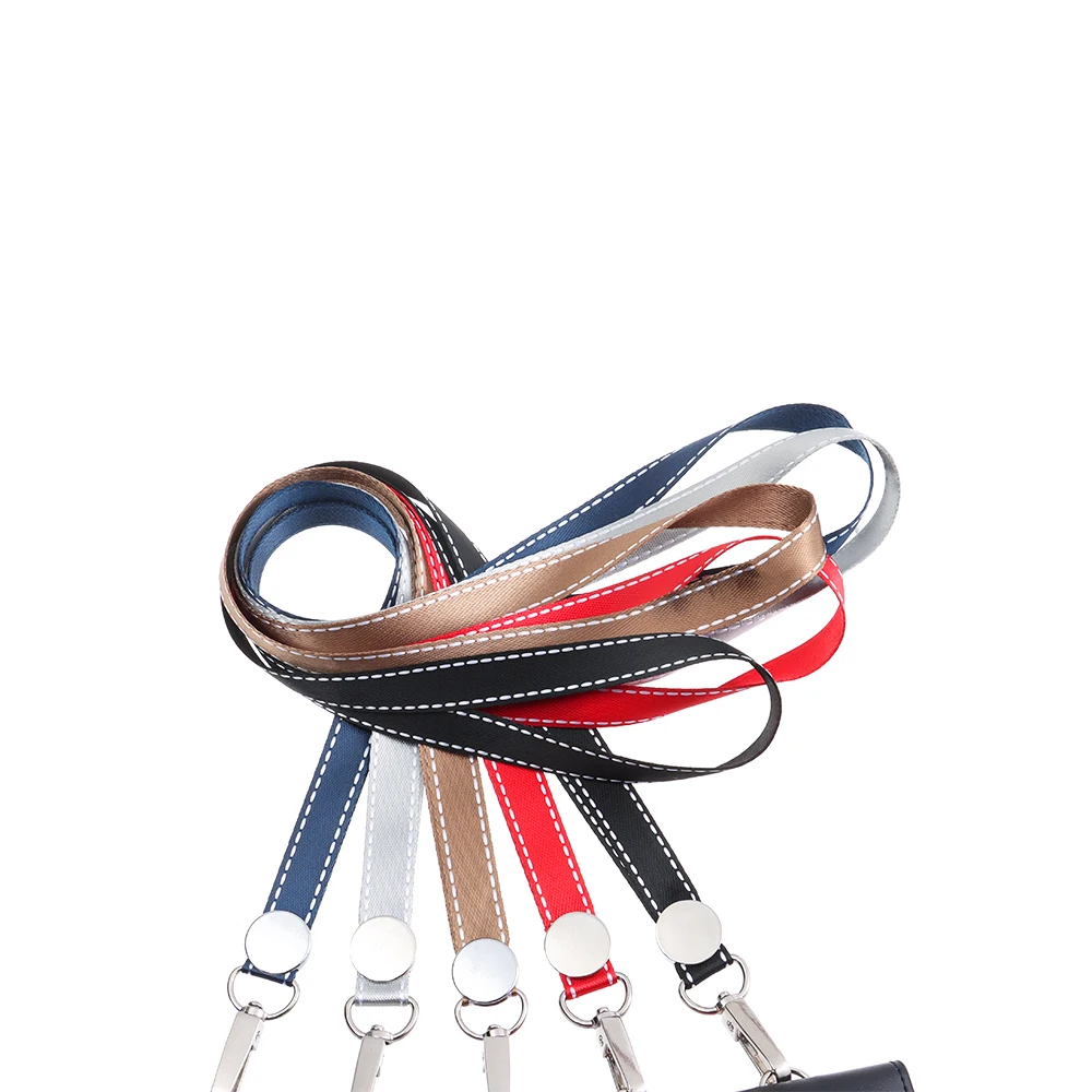 Double Card Badge Holder Genuine Leather ID Lanyard Name Tag Carabiner Style Key Ring Clips Reels Recoil Belt Clip Office Supply
