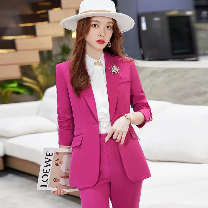 

Rose Red Suit Jacket Women's High-Grade Fried Street Business Wear Temperament Goddess Style Formal Wear Fashionable Suit Suit