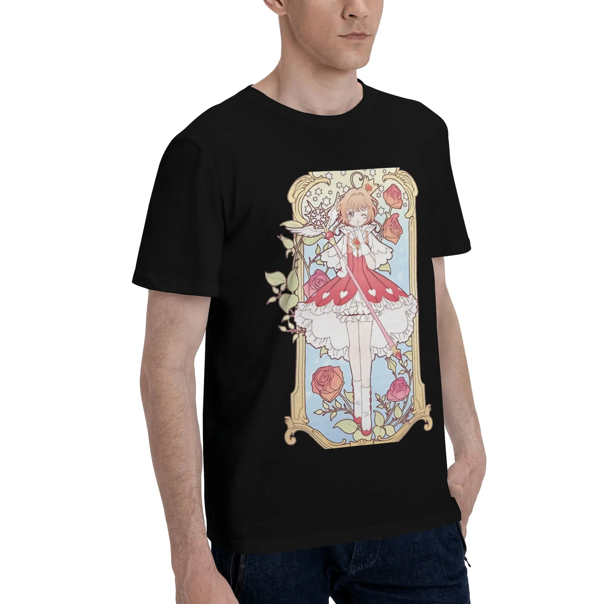 Sakura Kinomoto Funny Graphic 100% Cotton T-Shirt Bandai Cardcaptor Sakura Tees Tops For Men