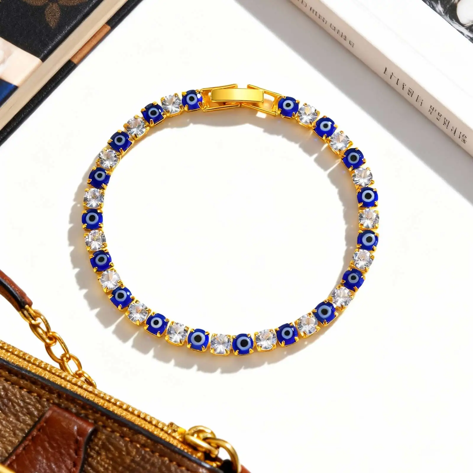 الفاخرة زركونيا سوار للتنس الهيب هوب مثلج زركون كريستال أساور للنساء الرجال الشيطان العين سلسلة سوار مجوهرات