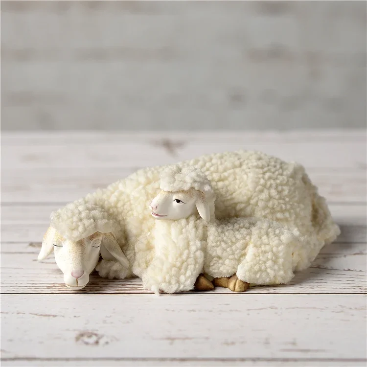 Ceramic Pastoral Style Sheep Mother and Son Figurine Home Desktop Ornaments Cute Animal Figure Home Decoration Gifts