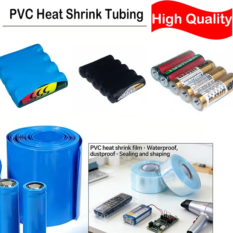 PVC Colourful Width 7~120mm Heat Shrink Tube 18650 Lipo Battery Pack Insulated Film Wrap Lithium Case Protection Cable Sleeve