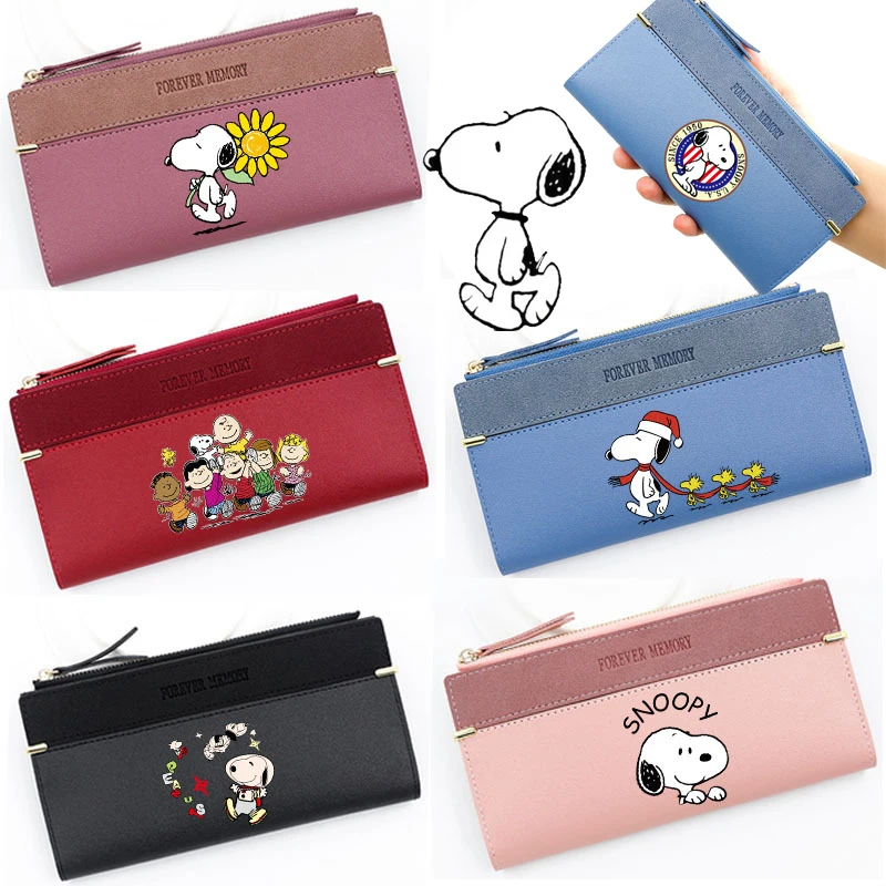 Snoopy кошелек, женские длинные кошельки, портативная коробка с несколькими картами, стандартный держатель для кредитных карт, зажим для денег, подарки