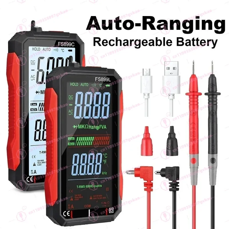 1PC FS899L Smart Digital Multimeter with 4.8-Inch HD Color LCD Auto Range NCV Live Wire Detection for Electrical Measurement
