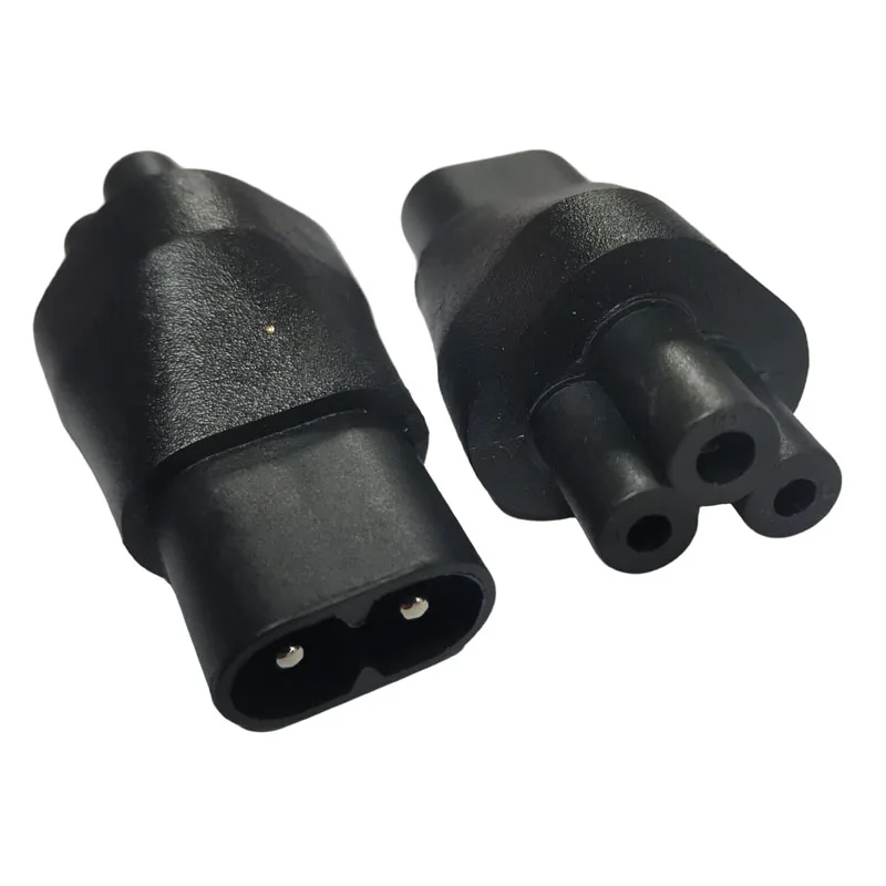 Conector de alimentación negro IEC320 C8 a C5 figura 8 a flor de ciruelo 3 orificios hembra a 2 pines macho adaptador de corriente enchufe convertidor