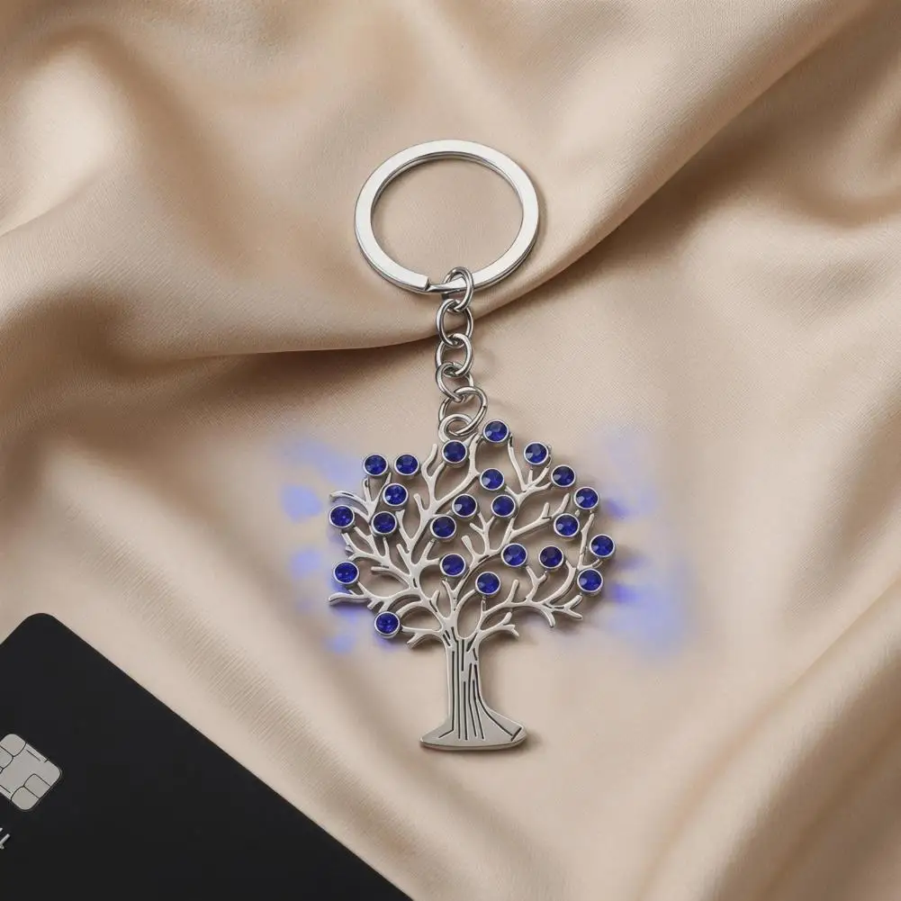 Alloy Keychain Pendant Sturdy Key Holder Rust Resistant Keychain Pendant Retro Hollow Tree Charm with Rhinestone for Everyday