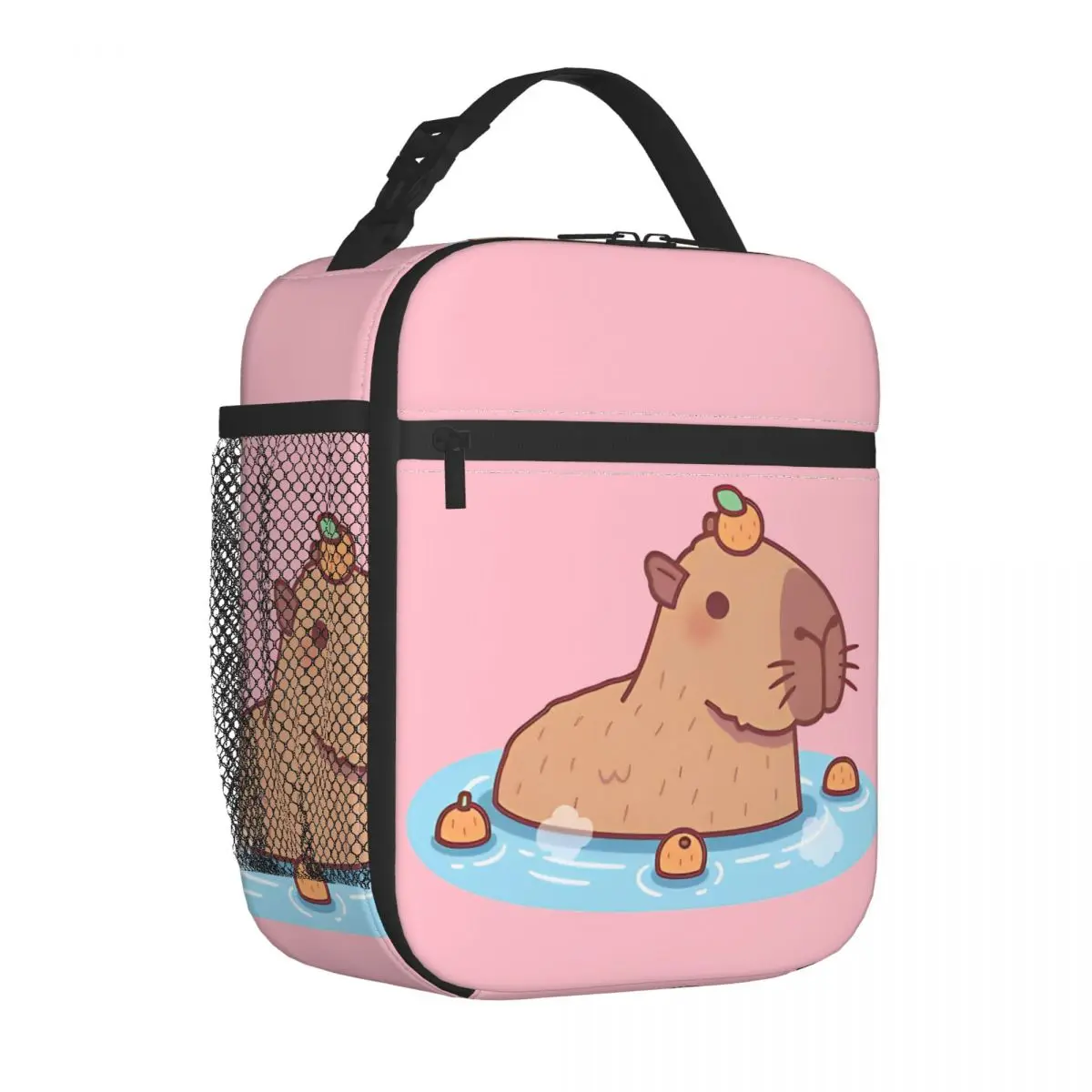 Cute Capybara With Orange Insulated Lunch Bags High Capacity Reusable Thermal Bag Tote Lunch Box Beach Picnic Food Handbags