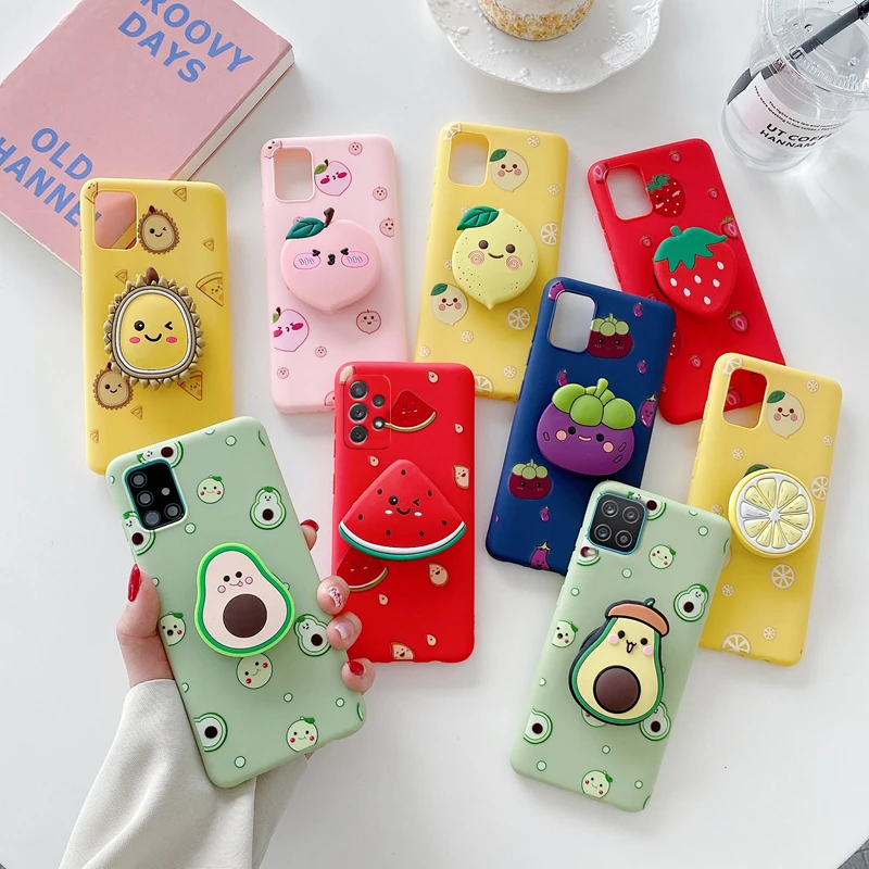 Funda de silicona 3D con soporte para teléfono móvil, carcasa con frutas para Samsung Galaxy A52, A32, A72, A12, A51, A71, A53, A33, A73, A13, A23,