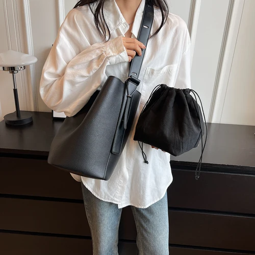 Imagen 2 del producto bolso marca lujo bolsos de mujer bolsas de cubo bolsosos tendencia 2024 bolsos bandolera mujer MOODS-Conjunto de bolsos de hombro Retro para mujer, 2 en 1, Color sólido, gran capacidad, bandolera, 2024