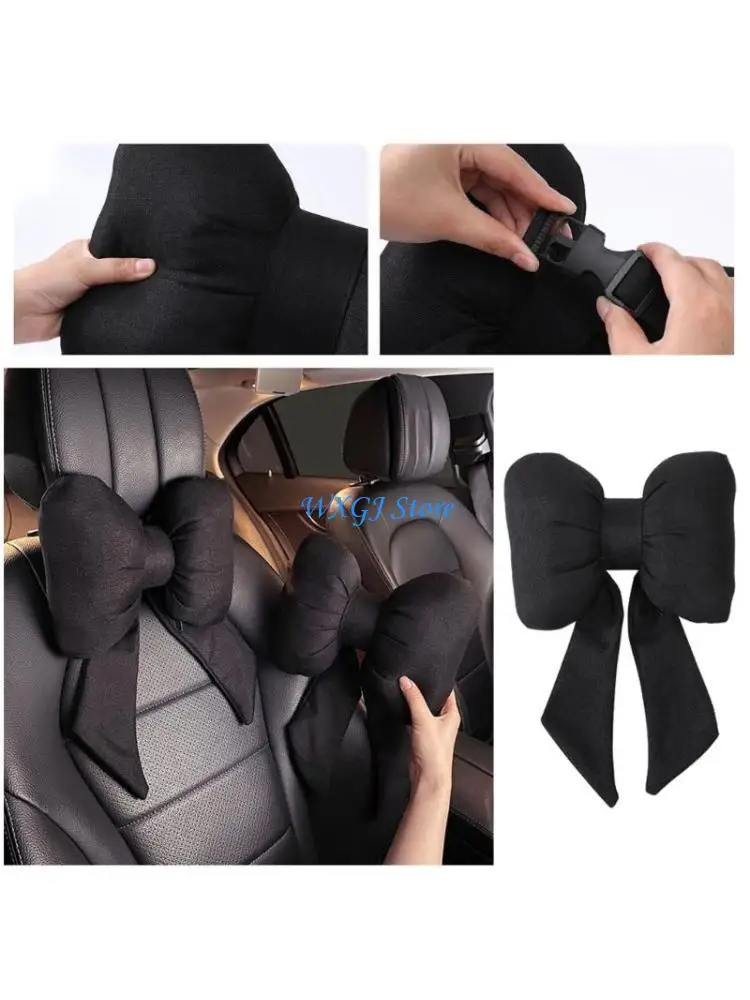 

37JE Car Neck Pillows Headrest For Head Pain Relief Bowknot Head Support Neck Cushion