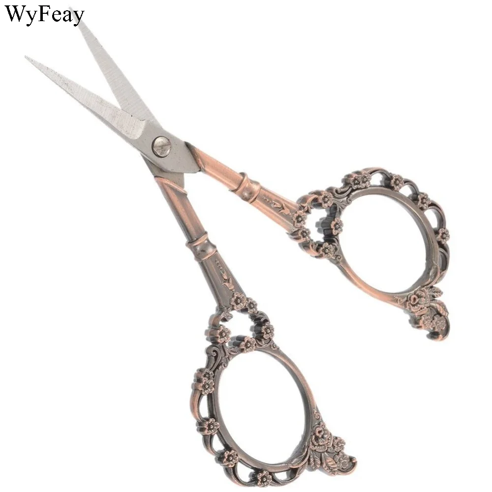 4 Color Stainless Steel European Vintage Floral Sewing Scissors Short Cutter Durable Tailor Scissors For Fabric Craft Household