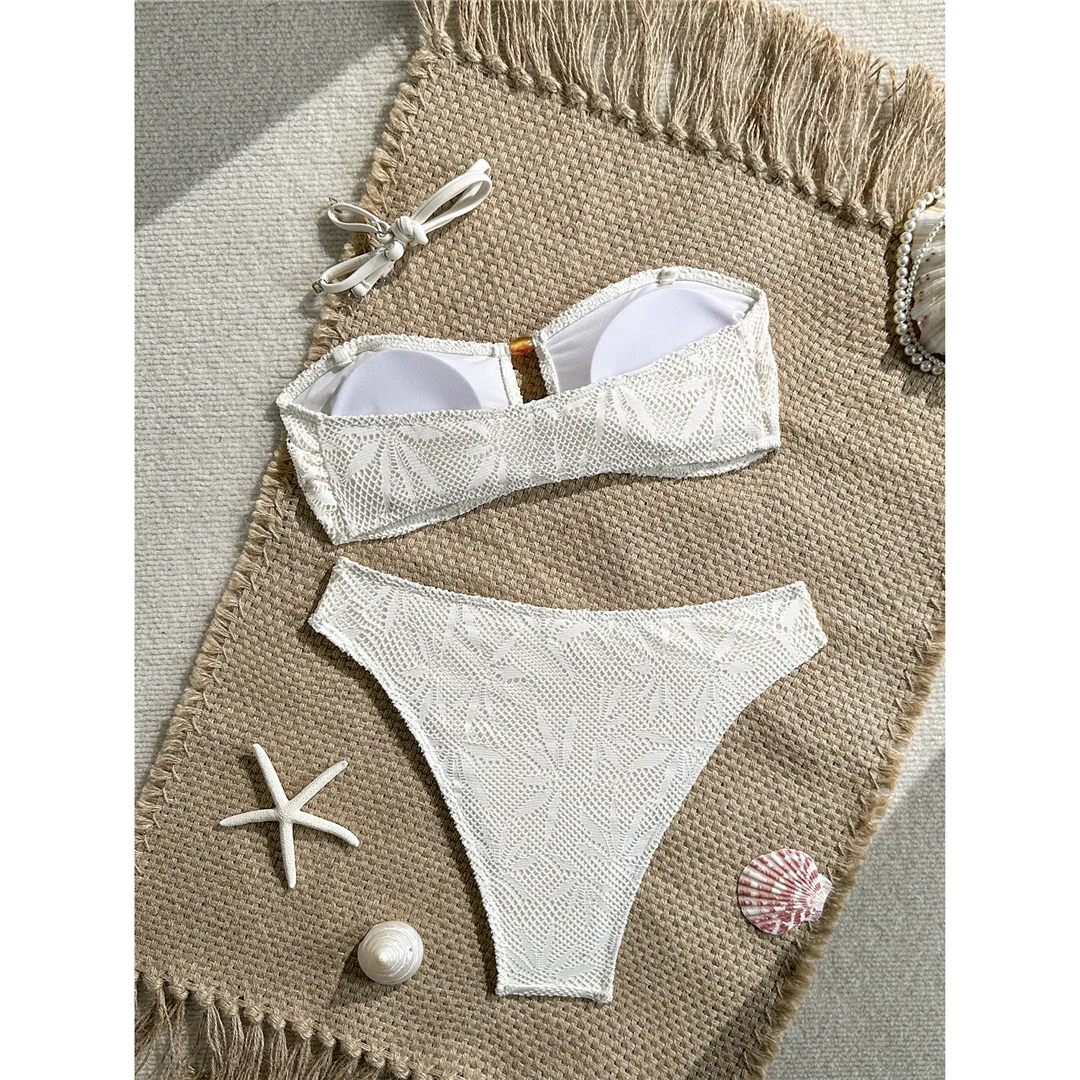 Sexy Cut-Out-Bandeau-Bikini, Damen-Badebekleidung, zweiteiliger Bikini, brasilianischer, gepolsterter Badeanzug, Badeanzug, Schwimmanzug V7959 – Detail 20