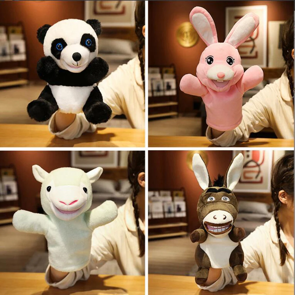 Rabbit Donkey Panda Unicorn Rooster Open Mouth Plush Hand Puppet Stuffed Toy