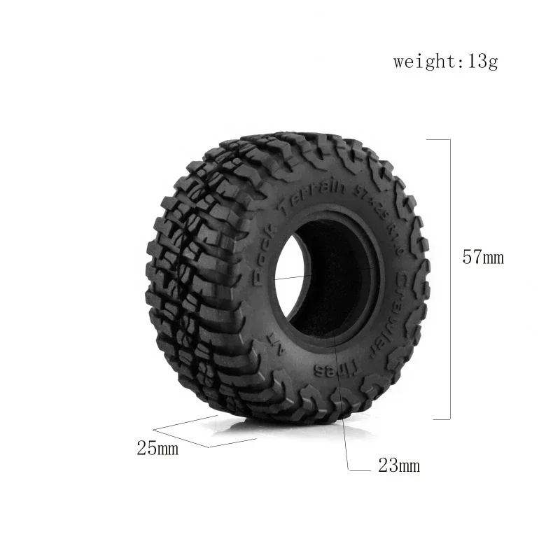 4 Uds neumáticos de rueda de goma suave 25*57*22mm terreno de roca para 1/18 1/24 RC Micro coche trepador Axial SCX24 TRX4M AX24 piezas