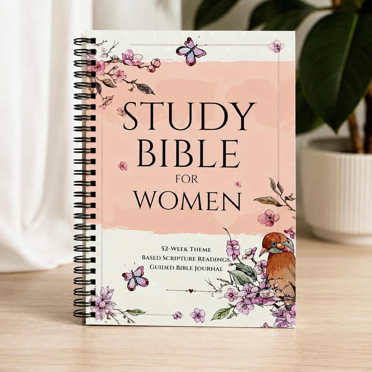 Study Bible for Women Journal 52 Week Scripture Reading Prayer Planner Spiral Notebook, Christian Faith Study Workbook for Women
