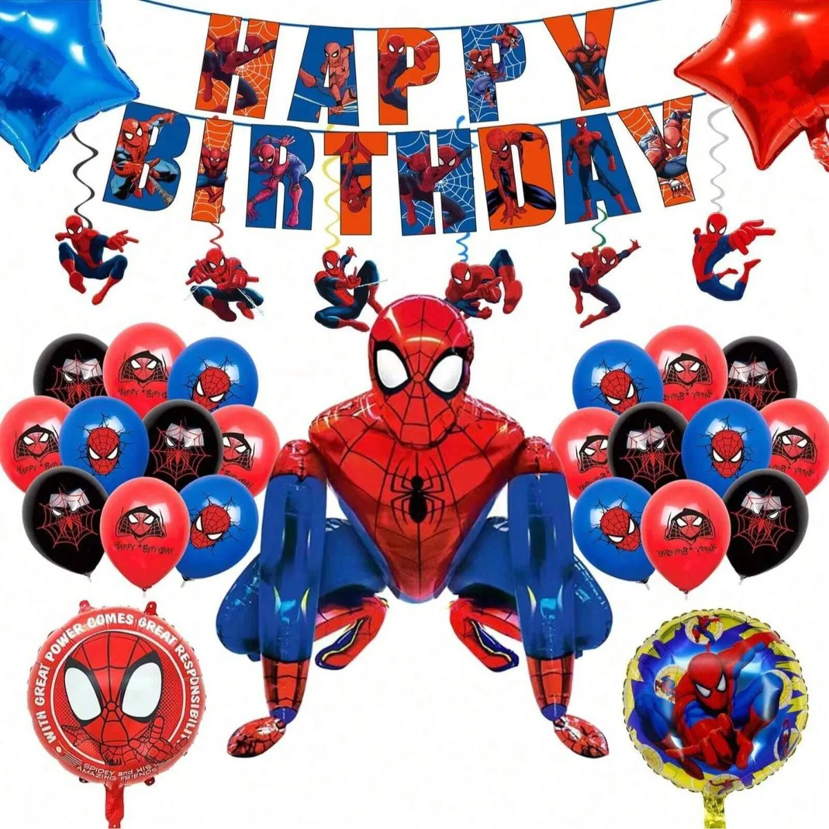 Spider-Man Birthday Party Decorations Tableware Set Paper Plates Cups Tablecloth Banner Kids Boys Superhero School Bash Supplies