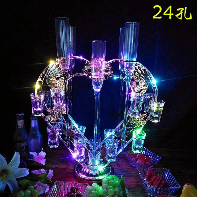 Led Wine Glass Display Tray for Bar Nightclub VIP Service Colorful Shot Glass Cocktail Glass Display Holder