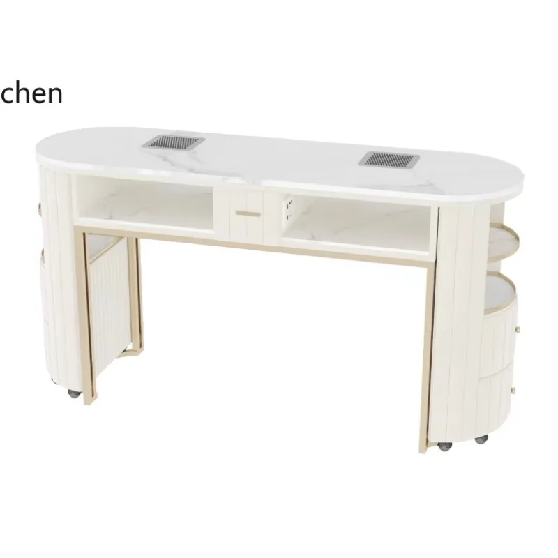 cream wind manicure table and chair set wrought iron glass manicure table with vacuum cleaner socket