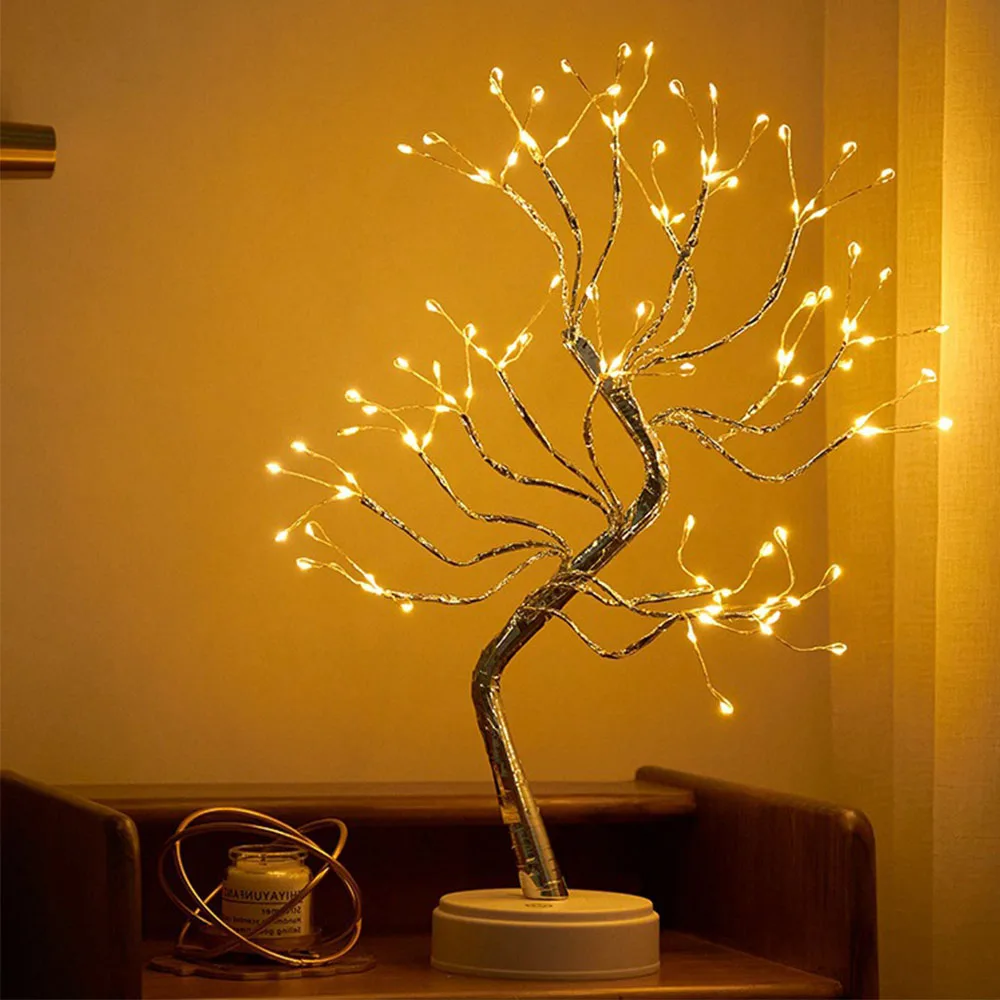 

LED Tree Night Light 108LEDs Touch Switch Fairy Brich Night Lamp Table Lamp For Home Bedroom Wedding Party Christmas Decoration