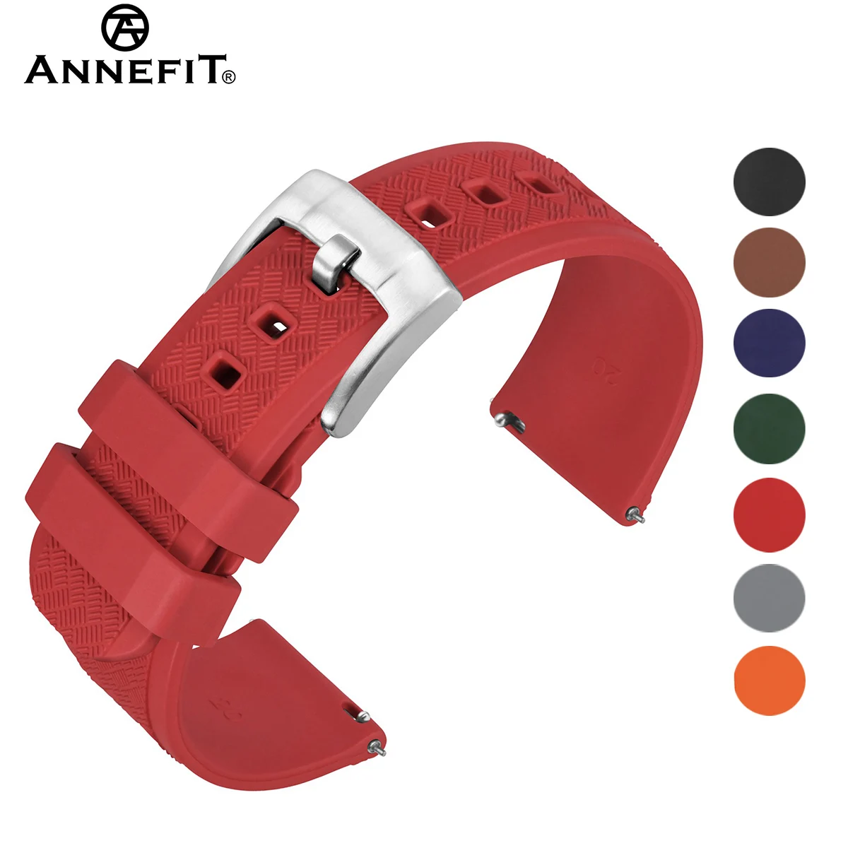 ANNEFIT Fluoro Rubber Watch Strap 20mm 22mm with Quick Release FKM material Watch Band Waterproof Dustproof Replacement Bracelet