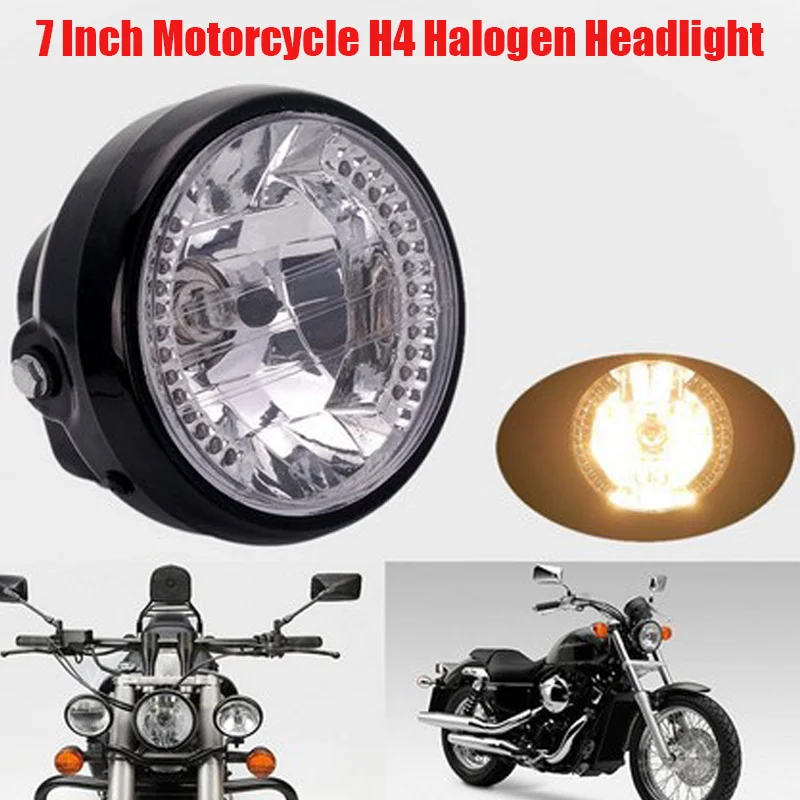 

7 Inch Motorcycle H4 Halogen Headlight with LED Turn Signal Universal 12V Motorcycle Headlight For Cafe Racer