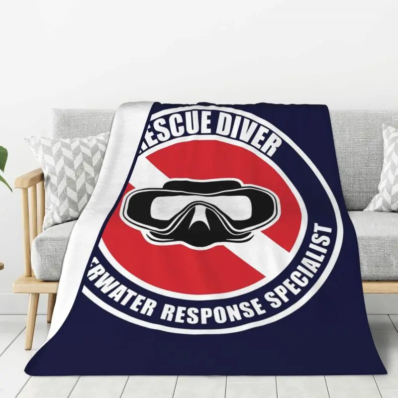 Custom 3D Print Rescue Dive Diver Scuba Diving Blankets Breathable Soft Flannel Sprint Throw Blanket for Sofa Office Bed