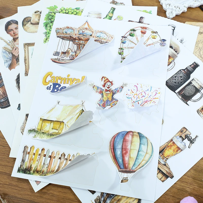 Vintage Farm Character Border Label Landscape Sticker Book Creative DIY Journal Material Collage Scrapbook Stationery