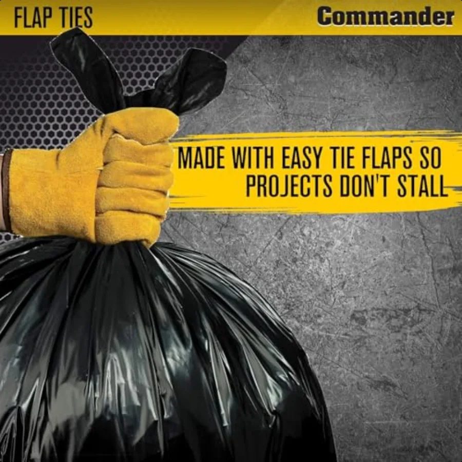 أكياس مقاول شديدة التحمل سعة 55 جالونًا IL eq مع أربطة قلاب 36 × 56 مع أغطية مكونة من 10 قطع للمقاول الصناعي في الهواء الطلق