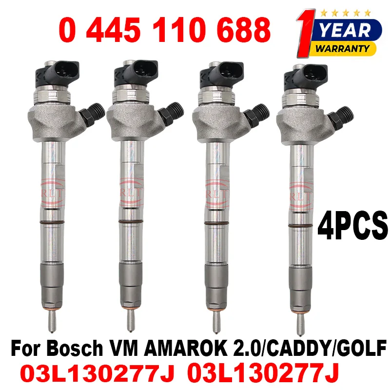 

4PCS 0445110688 03L130277J 03L130277Q Genuine Fuel Injector For Bosch VM AMAROK 2.0/CADDY/GOLF 0 445 110 688