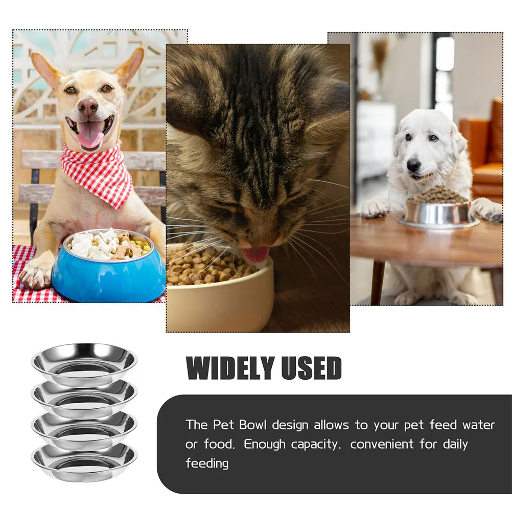 

2pcs Stainless Steel Pet Bowl Cat Dog Food Water Bowls Dishes Easy Large Capacity Practical Kitten Feeding