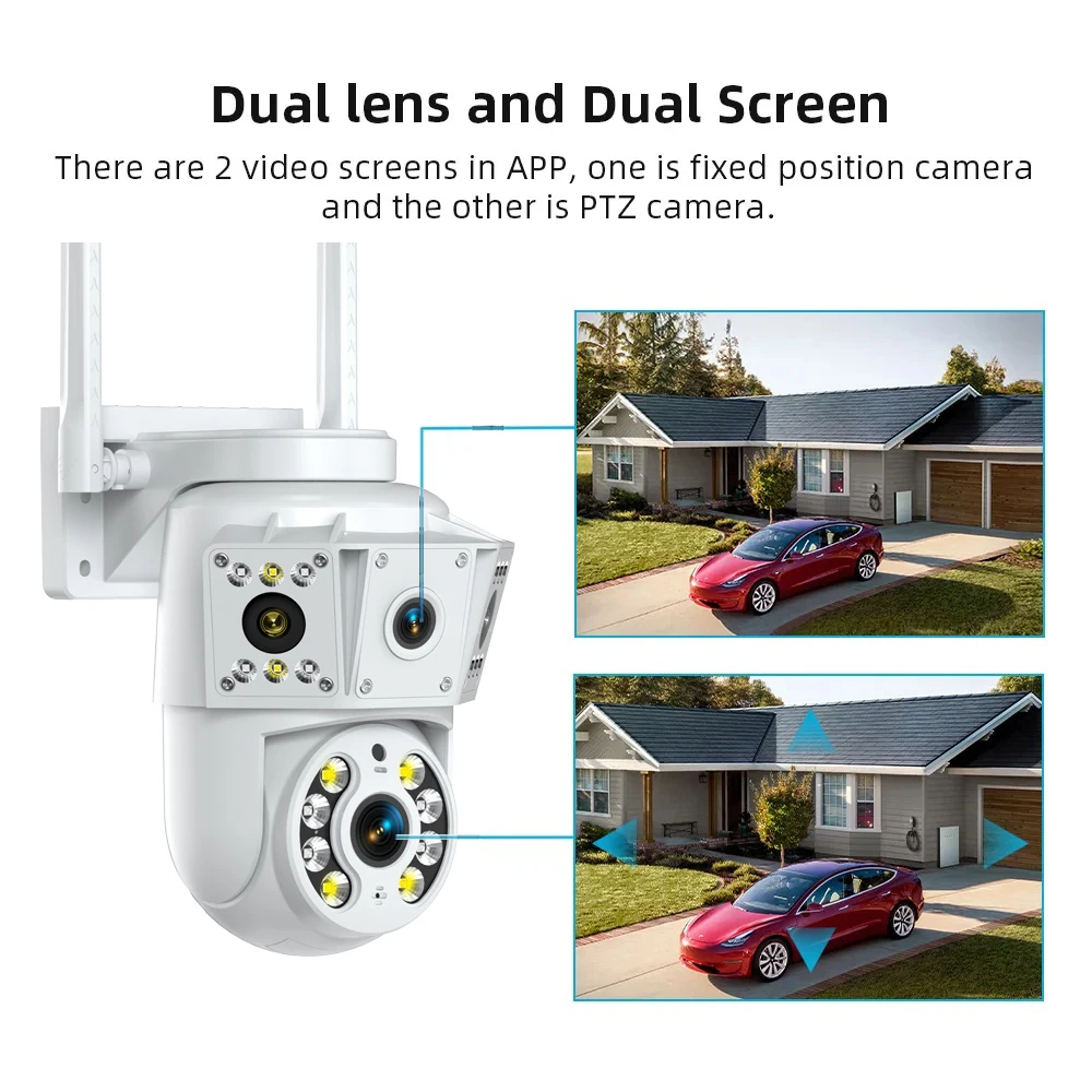 4K 8MP Wifi Camera PTZ Outdoor Dual Screen Human Detection Dual Lenses 10MP Security Protection IP Camera Audio O-Kam Pro