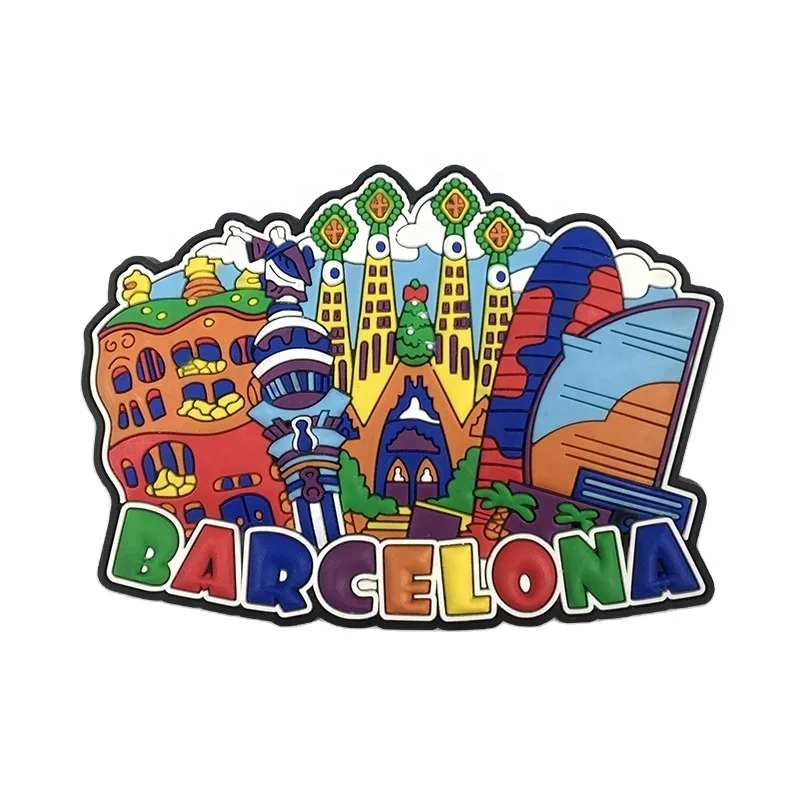 Customized Barcelona PVC Souvenir Magnets, Personalized Europe