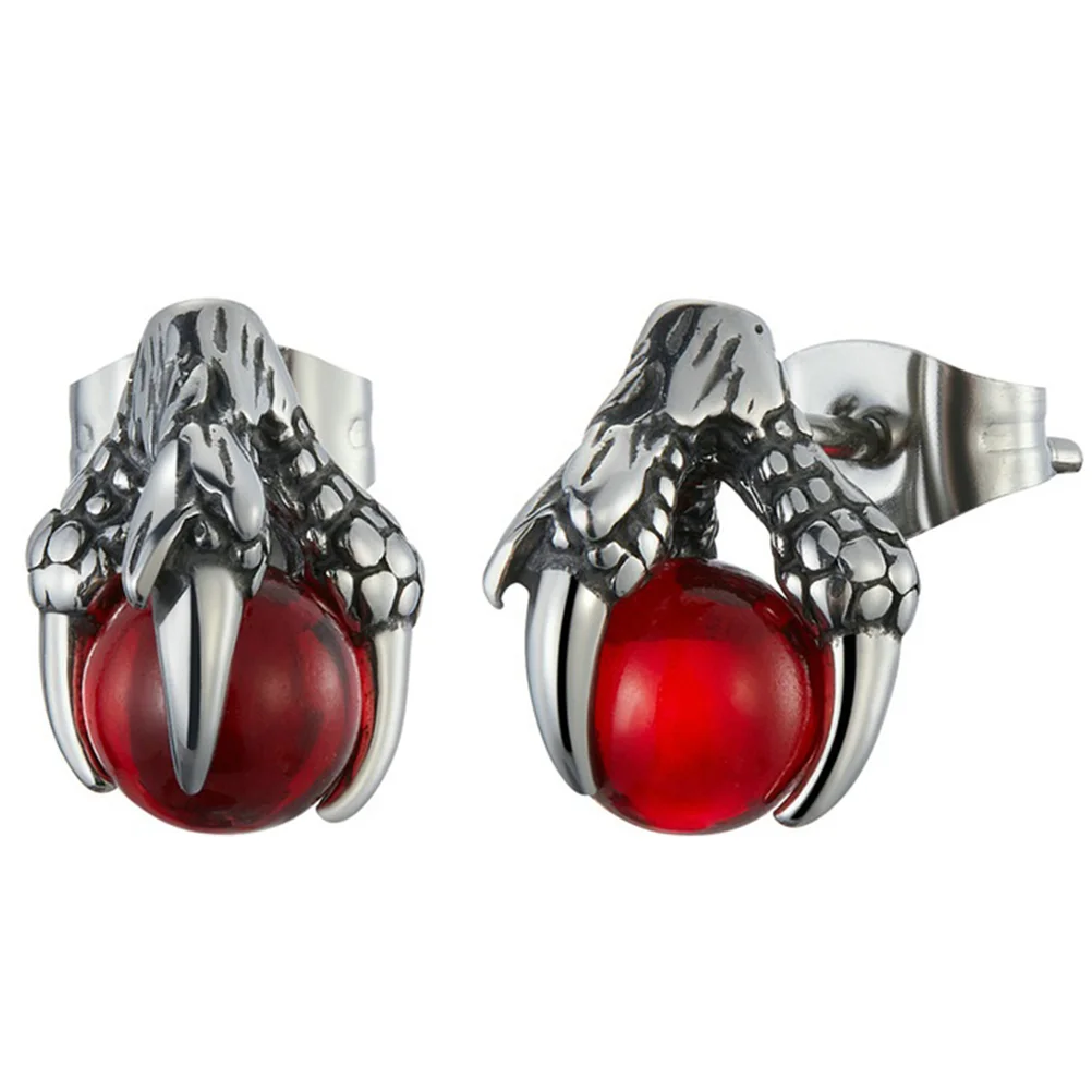 

Dragon Claw Glass Stud Earrings Fashion Accessory Girl Jewelry Black Bead Charming Decor Stainless Steel Drops Ornament