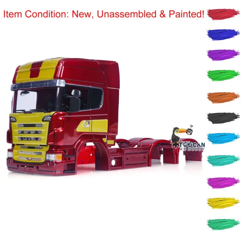 อะไหล่รถของเล่น TOUCAN ชุดตัวถังรถพลาสติก RC แบบหลังคาสูง สำหรับของเล่น 6x6 6x4 1/14 รถบรรทุกแทรคเตอร์บังคับวิทยุ ชุดประกอบเอง