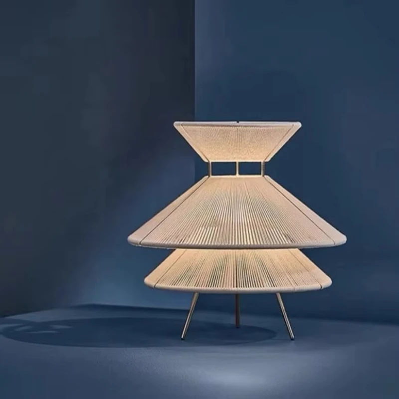 

Новая декоративная настольная лампа из пеньковой веревки в стиле ретро для спальни, прикроватная лампа ручной работы